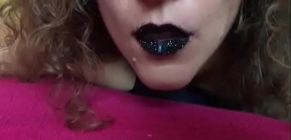  Black lips cum in my mouth latex gloves spit SlowMo
